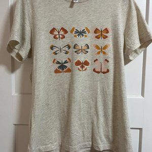 Cream T-Shirt with Butterfly Print